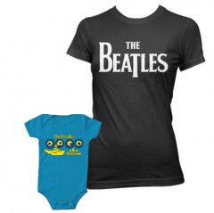 Duo Rockset The Beatles Mother's T-shirt & The Beatles Onesie Baby Portholes