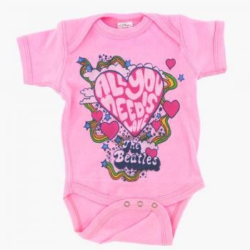 Beatles Baby Romper All You Need Is Love Pink