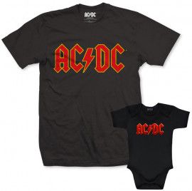Duo Rockset AC/DC Father's T-shirt & AC/DC Onesie Baby Color Logo