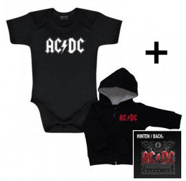 Gavesæt AC/DC Baby-hættetrøje med lynlås & AC/DC-babybody