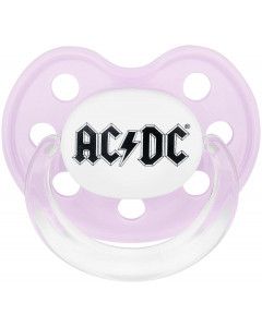 AC/DC baby pacifier logo 0-6 pink