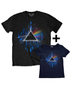Duo Rockset Pink Floyd Vater-T-shirt & Kinder-T-shirt Blue Splatter
