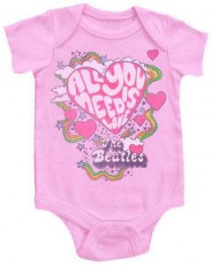Beatles Onesie Baby Rocker All You Need Is Love Pink