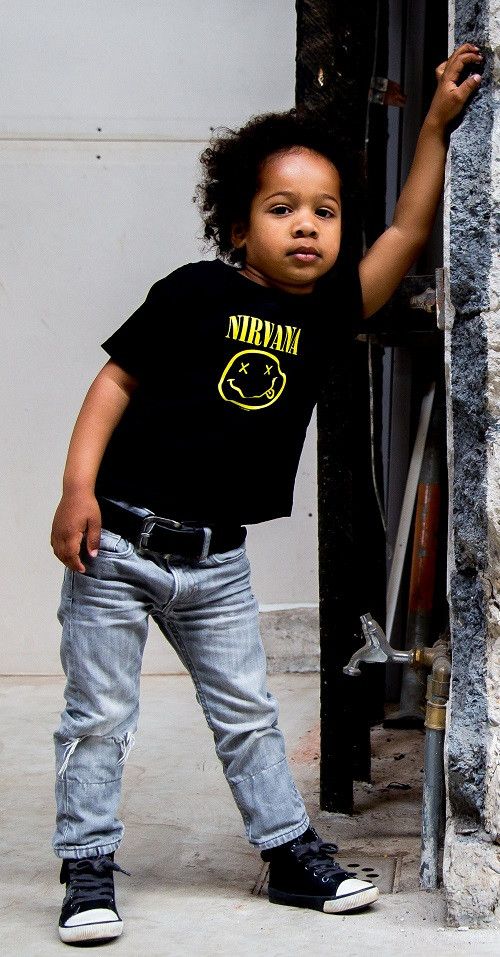 Nirvana Toddler T Shirt Yellow Smiley Logo new Official Black 12 months to 5 yrs 